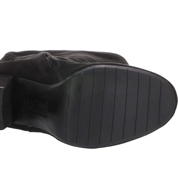 Kenneth Cole Women's Corie Lace-up Knee High Boot Block Heel Black Suede Boots 9 - Picture 5 of 10